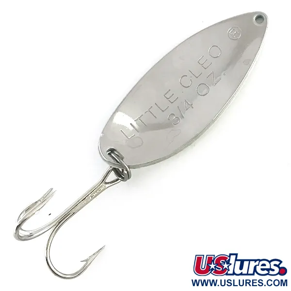Vintage Acme Little Cleo Glow, 3/4oz White / Blue / Nickel fishing spoon #8420
