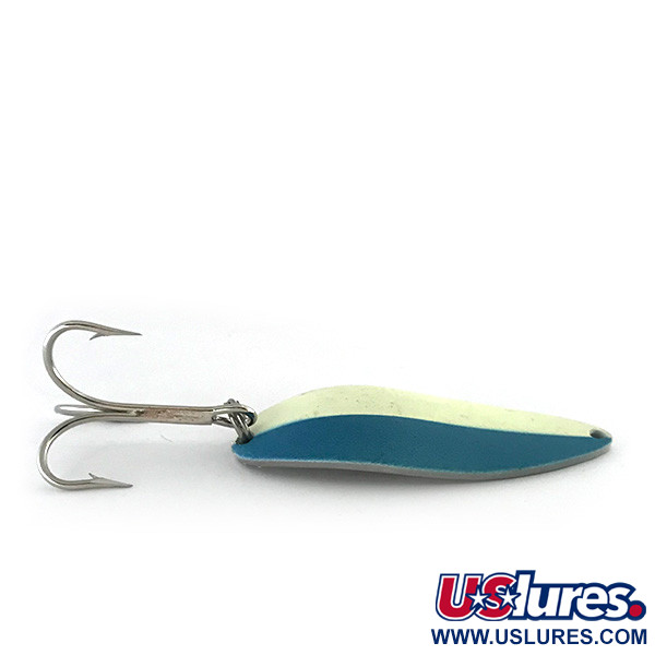 Vintage   Acme Little Cleo Glow, 3/4oz White / Blue / Nickel fishing spoon #8420