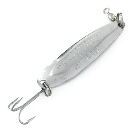 Vintage Luhr Jensen Krocodile Die #4, 2/3oz Hammered Nickel fishing spoon #8426