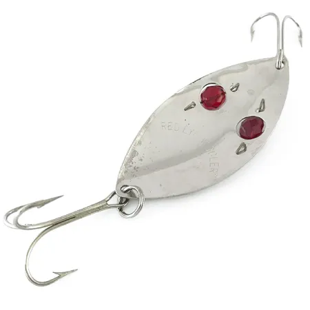 Vintage Eppinger Red Eye Wiggler , 1oz Nickel / Red fishing spoon #8431