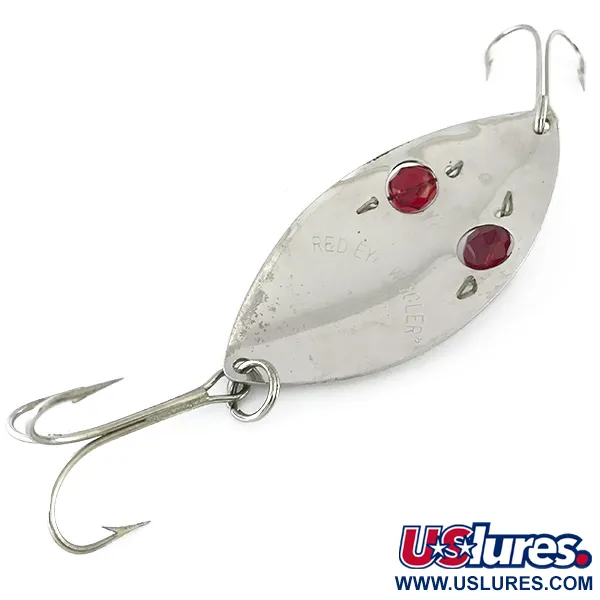 Vintage Eppinger Red Eye Wiggler , 1oz Nickel / Red fishing spoon #8431