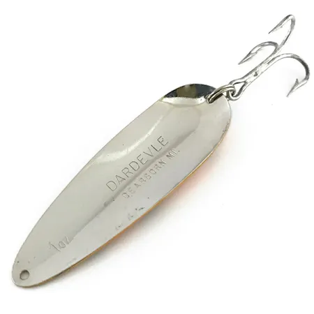 Vintage Eppinger Dardevle, 1oz Orange / Green / Nickel fishing spoon #8432