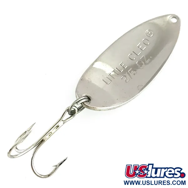 Vintage Acme Little Cleo Glow, 2/5oz White / Green / Nickel fishing spoon #8435