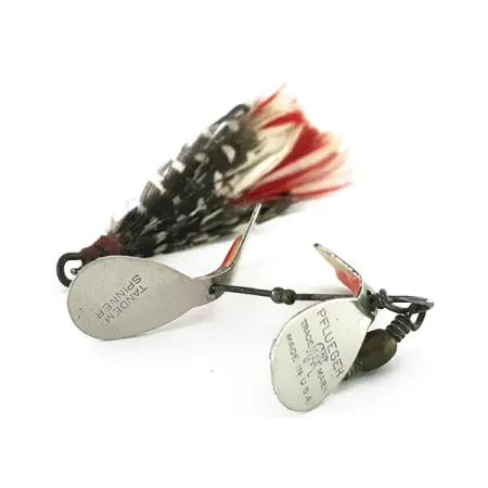 Vintage Pflueger Tandem Spinner, 1/4oz Nickel / Red spinning lure #8447