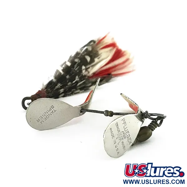 Vintage   Pflueger Tandem Spinner, 1/4oz Nickel / Red spinning lure #8447