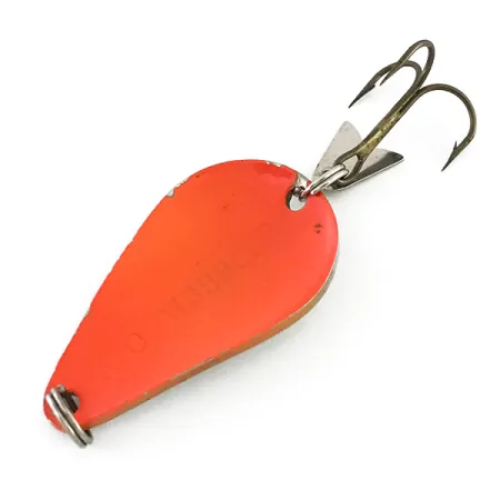 Vintage Acme K.O. Wobbler, 1/2oz Nickel / Orange fishing spoon #8464