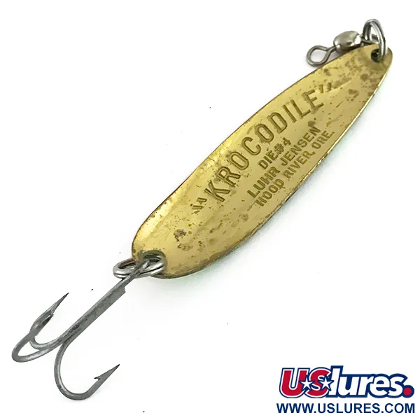 Vintage Luhr Jensen Krocodile Die #4 UV, 1/2oz Fire Tiger fishing spoon #8466