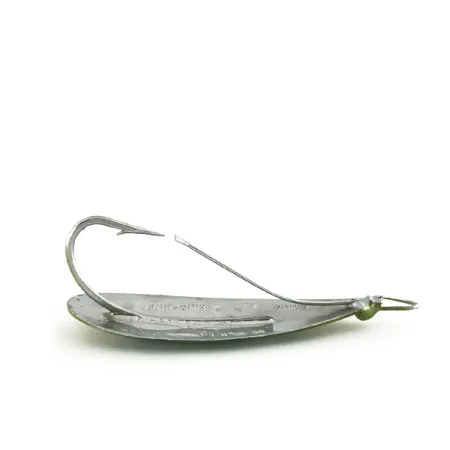 Vintage Weedless Johnson Silver Minnow , 1/3oz Green / Orange / Nickel fishing spoon #16039