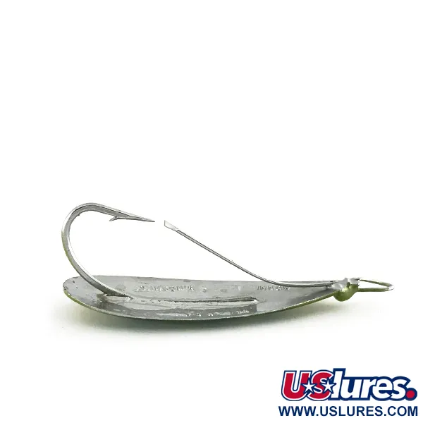 Vintage   Weedless Johnson Silver Minnow , 1/3oz Green / Orange / Nickel fishing spoon #16039