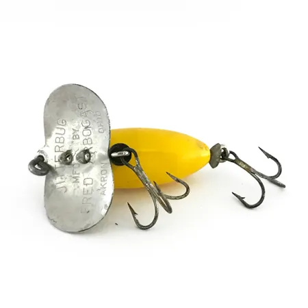 Vintage Fred Arbogast Jitterbug, 1/4oz Yellow fishing lure #8477