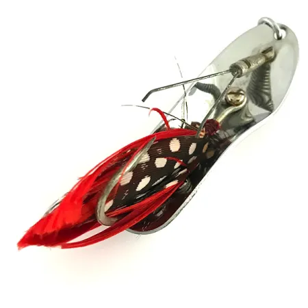 Vintage Pflueger Chum 4, 2/3oz Nickel / Red fishing spoon #8488