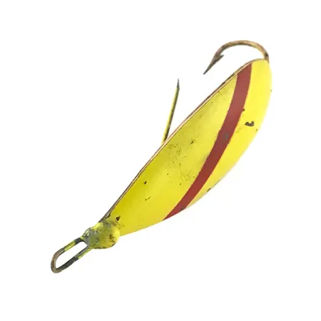 Vintage Weedless Johnson Silver Minnow, 3/16oz Yellow / Red fishing spoon #8492