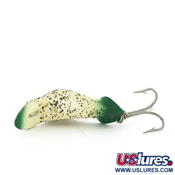 Vintage  Buck Perry Spoonplug , 3/16oz White / Green fishing spoon #8500