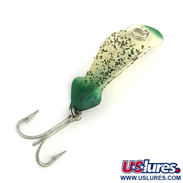 Vintage  Buck Perry Spoonplug , 3/16oz White / Green fishing spoon #8500