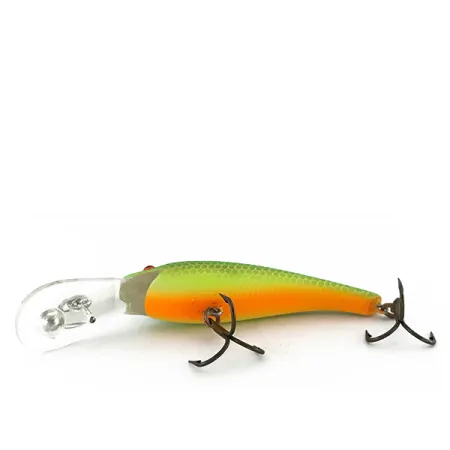 Vintage Cotton Cordell Deep Diver UV, 1/4oz Green / Yellow / Orange fishing lure #8505