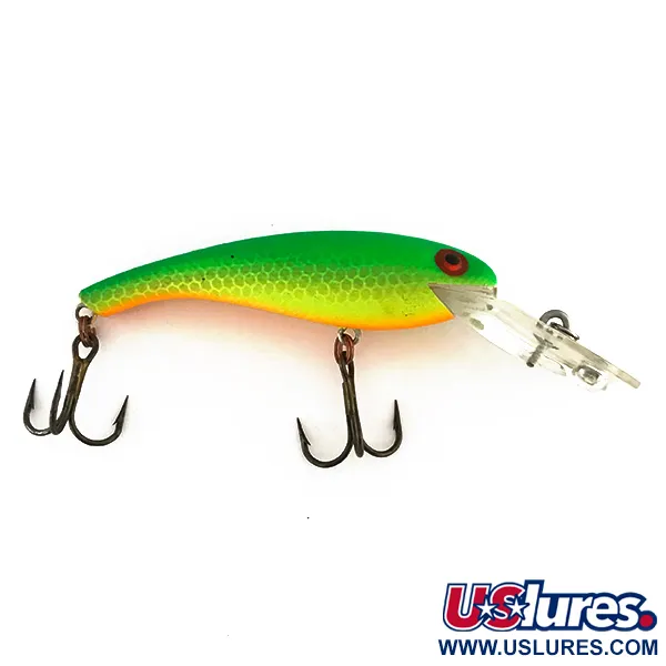 Vintage   Cotton Cordell Deep Diver UV, 1/4oz Green / Yellow / Orange fishing lure #8505