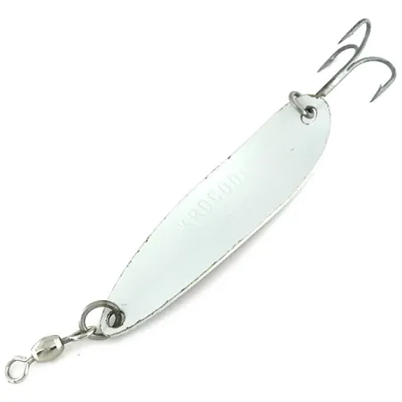 Vintage Luhr Jensen Krocodile Die #5, 1oz White / Red fishing spoon #8508