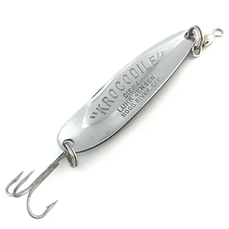 Vintage Luhr Jensen Krocodile Die #4, 1/2oz Nickel / Blue fishing spoon #8532