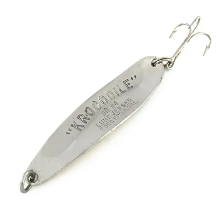 Vintage Luhr Jensen Krocodile Die #4, 1/2oz Nickel / Gold fishing spoon #8533