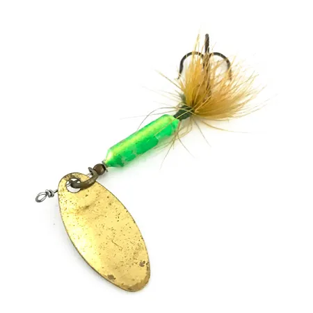 Vintage Yakima Bait Worden’s Original Rooster Tail, 1/8oz Green / Chartreuse spinning lure #8538
