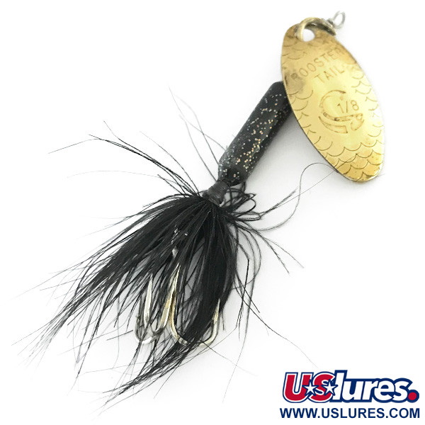 Vintage  Yakima Bait Worden’s Original Rooster Tail, 1/8oz Brass / Black spinning lure #8540