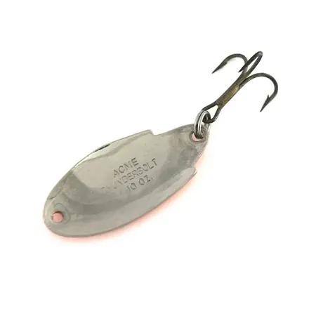 Vintage Acme Thunderbolt UV, 1/8oz Fluorescent Orange / Nickel fishing spoon #8549