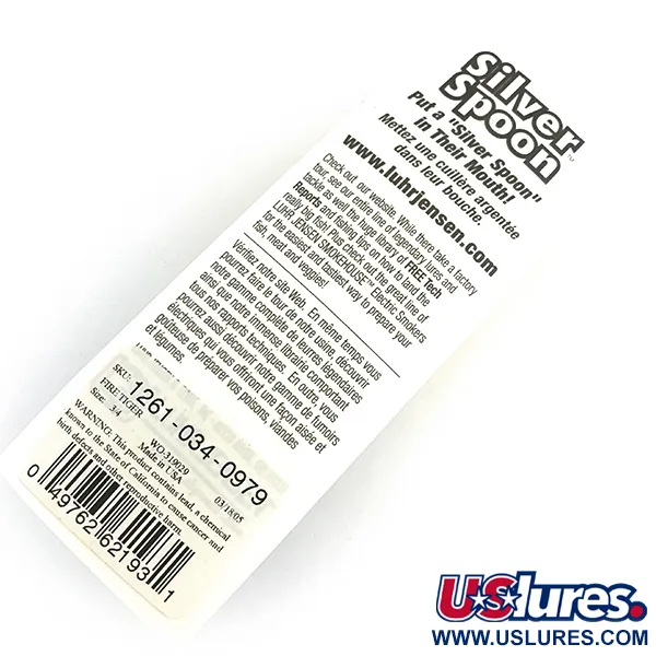 Luhr Jensen Weedless Silver Spoon UV, 3/4oz Fire Tiger fishing spoon #8597