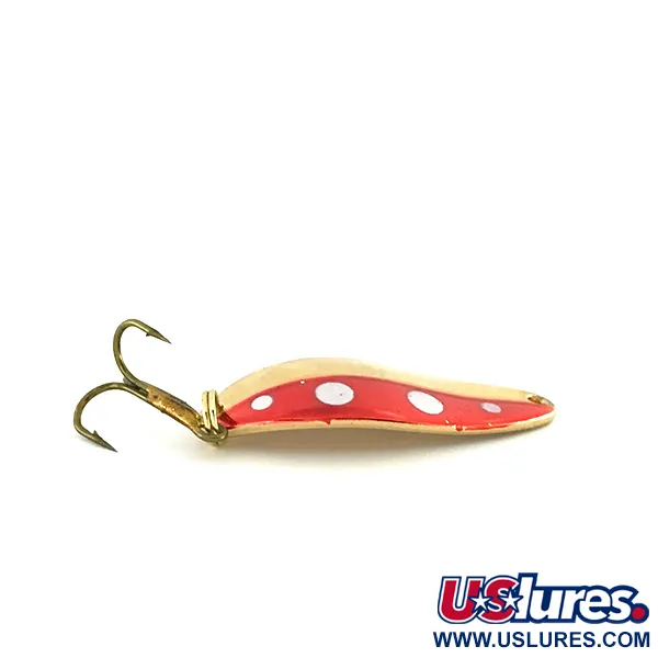 Vintage Seneca Little Cleo, 1/4oz Gold / Red / White fishing spoon #8571