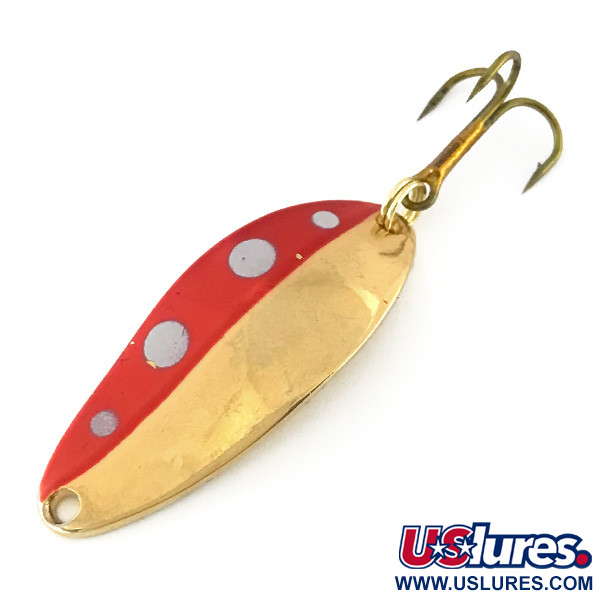 Vintage  Seneca Little Cleo, 1/4oz Gold / Red / White fishing spoon #8571