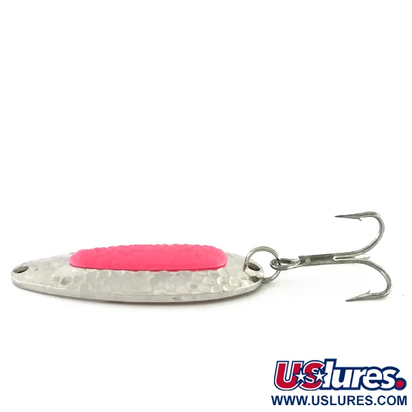 Vintage Blue Fox Pixee , 3/4oz Hammered Nickel / Pink fishing spoon #8577