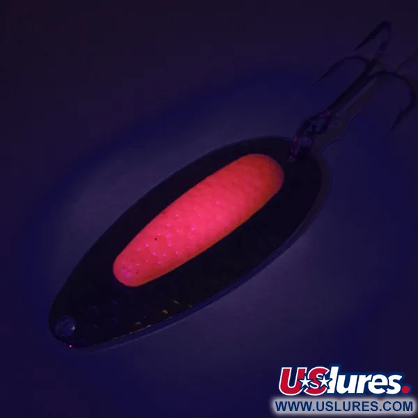 Vintage Blue Fox Pixee , 3/4oz Hammered Nickel / Pink fishing spoon #8577