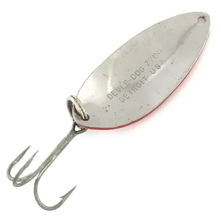 Vintage Eppinger Dardevle Devle Dog 7700, 1/2oz Red / White / Nickel fishing spoon #8579