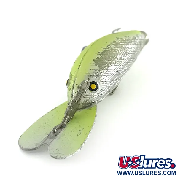 Vintage Bill Norman Quarterback Shallow, 1/4oz Silver / Chartreuse fishing lure #8591