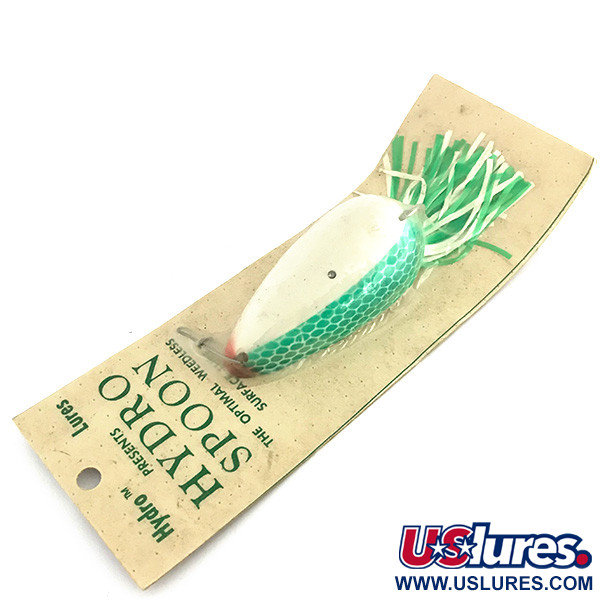   Weedless Hydro Spoon, 3/5oz White / Green fishing lure #8593