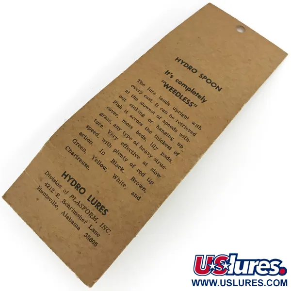  Hydro Lures Weedless Hydro Spoon, 2/5oz White / Green / Red fishing lure #9258