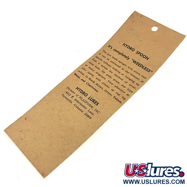  Hydro Lures Weedless Hydro Spoon, 1/2oz White / Gray / Red fishing lure #8595