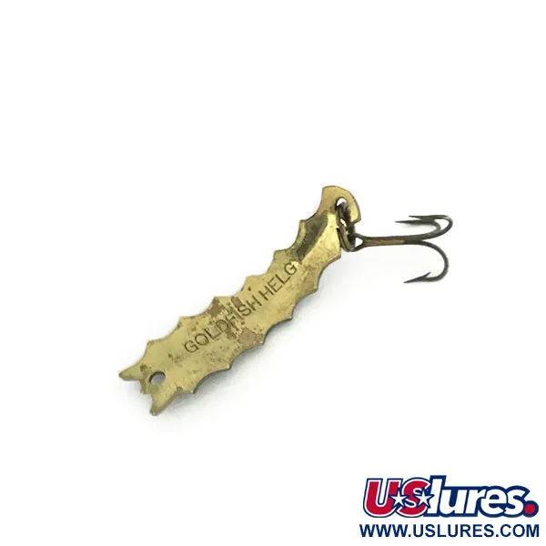 Vintage Al's gold fish Goldfish Helgy, 3/16oz Black / Red Eyes / Gold fishing spoon #8622