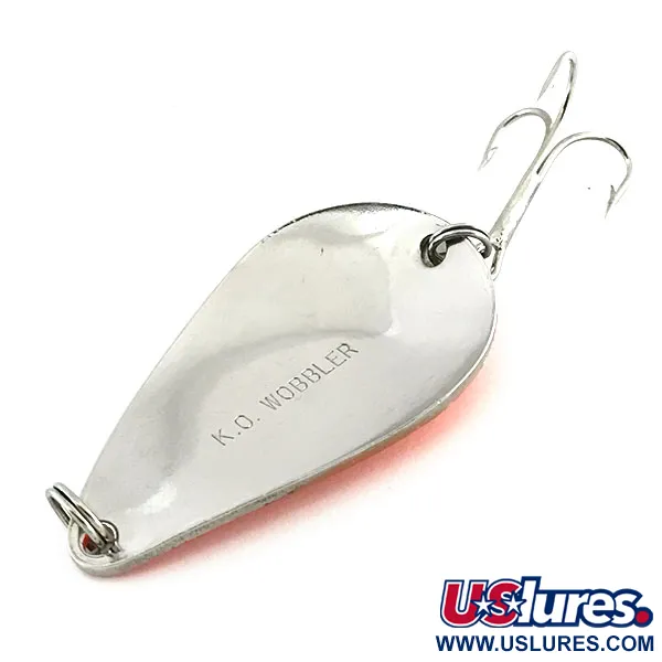Vintage  Acme K.O. Wobbler, 3/4oz Nickel / Orange fishing spoon #8654