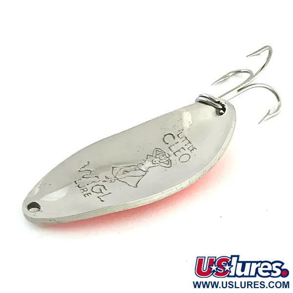 Vintage Seneca Little Cleo (Hula Girl) UV, 2/3oz Nickel / Orange fishing spoon #8659