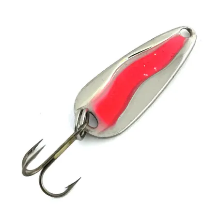 Vintage Luhr Jensen Hot Shot W UV, 3/16oz Nickel / Pink fishing spoon #8665