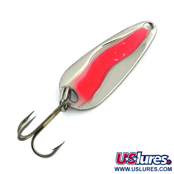 Vintage Luhr Jensen Hot Shot W UV, 3/16oz Nickel / Pink fishing spoon #8665