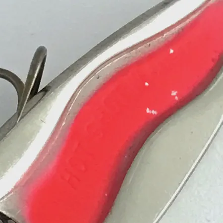 Vintage Luhr Jensen Hot Shot W UV, 3/16oz Nickel / Pink fishing spoon #8665