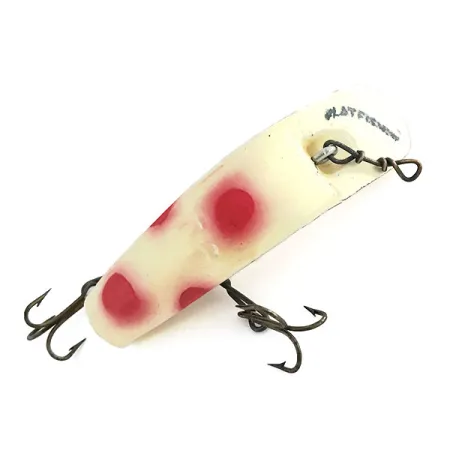Vintage Yakima Bait FlatFish F6, 3/32oz White / Red fishing lure #8668