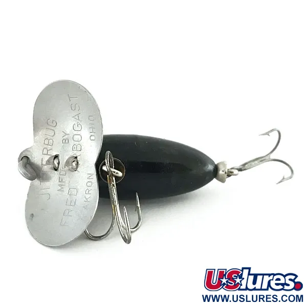 Vintage Fred Arbogast Jitterbug, 1/4oz Black fishing lure #8671