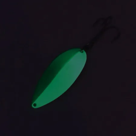 Vintage Seneca Little Cleo (Hula Girl) Glow, 3/4oz Green / White / Nickel fishing spoon #8684