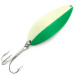 Vintage  Seneca Little Cleo (Hula Girl) Glow, 3/4oz Green / White / Nickel fishing spoon #8684