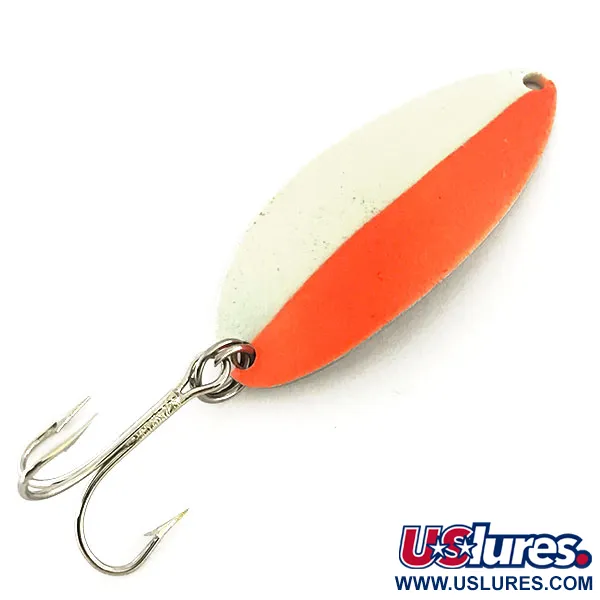 Vintage Acme Little Cleo Glow, 2/5oz White / Orange / Nickel fishing spoon #8687