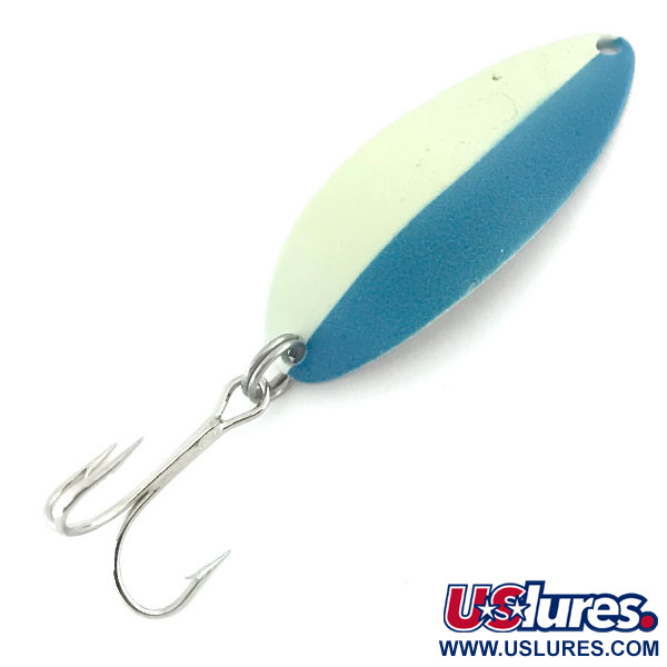 Vintage   Acme Little Cleo Glow, 2/5oz Blue / White / Nickel fishing spoon #8688