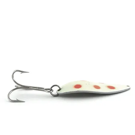 Vintage Acme Little Cleo Glow, 3/4oz White / Red / Nickel fishing spoon #8689