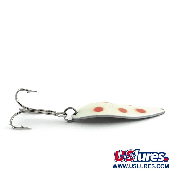 Vintage   Acme Little Cleo Glow, 3/4oz White / Red / Nickel fishing spoon #8689